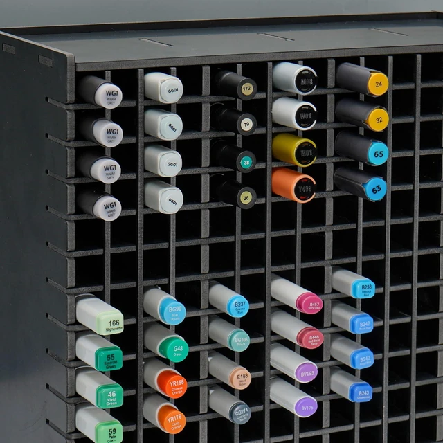 Alt view image 5 of 6 - Marker Pen Organizer Holder for 240 Markers Black Craft Art Supply Storage Rack, Desktop Art Marker Pens Colored Pencils Holder Storage Case for Home Classroom Office