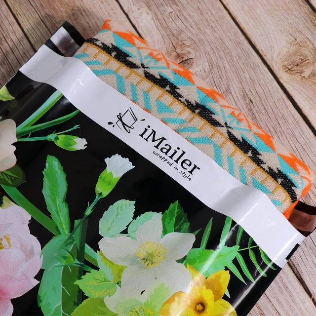 Alt view image 5 of 6 - 100 Count - 14.5" x 19" Poly Mailer Mailing Black Flower Envelope Shipping Package Bags-Self Seal