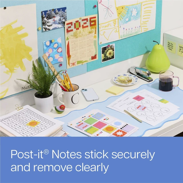 Alt view image 3 of 6 - Sticky Notes, 1.9 in. x 1.9 in., 12 Note Pads, 25 Sheets per Pad A Variety of Colorful High Five Sticky Notes, Back to School Supplies