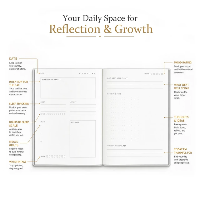 Alt view image 4 of 7 - Wellness Journal, Self Care & Daily Journal for Women, Mental Health Planner with Habit Tracker, Diet & Goals, Undated, Gift-Ready (Forest Green) (Pack of 2)