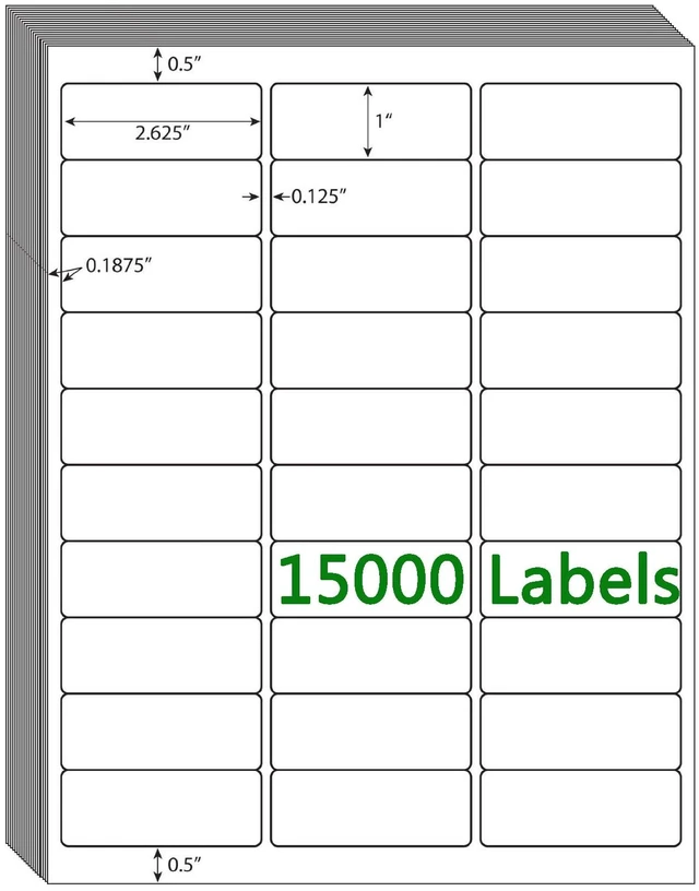 Main image of 30 UP Labels 1" x2-5/8 Mailing Labels Shipping Address FBA Labels for Laser/Inkjet Printers, White Blank Sticker Name Tags, Printable Address Labels (500 Sheets, 15,000 Labels)