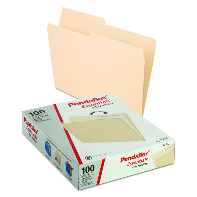 Alt view image 2 of 6 - File Folders, Letter Size, Manila, 1/2 Cut, 100/BX (752 1/2), Letter (Pack of 5)