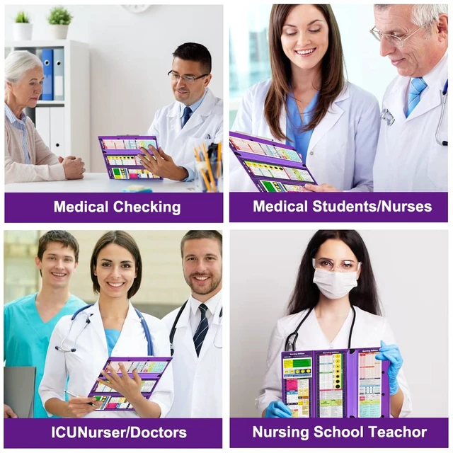 Alt view image 6 of 6 - Purple Foldable Nursing Clipboard Nurse Clip Board-1pcs 3 Layers Sturdy Lightweight Plastic, Fits Pockets/Bags, Built-In Medical Cheat Sheets, for Nurses, Doctors, Medical Students