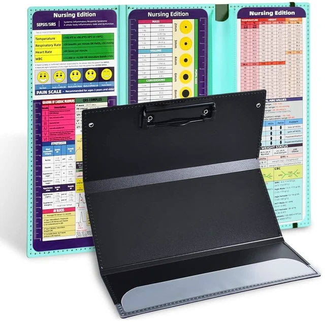Main image of Foldable Nursing Clipboard Nurse Clip Board-1pcs 3 Layers Mint Blue Sturdy Lightweight Plastic, Fits Pockets/Bags, Built-In Medical Cheat Sheets, for Nurses, Doctors, Medical Students