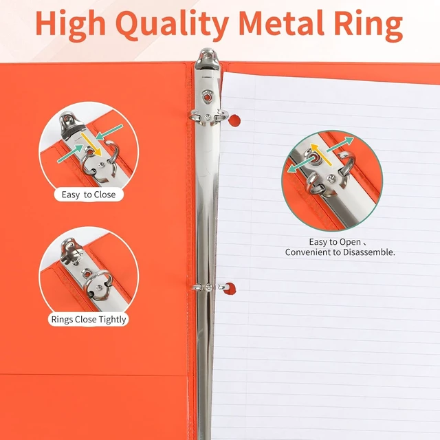 Alt view image 6 of 7 - 0.5 Inch 3 Ring Binders with 2 Interior Pockets, 6 Pack Assorted Rainbow Colors, Durable 1/2 In Binders for US Letter Size 8.5 x 11 Inches Paper, Ideal for School, Office, and Home Organization