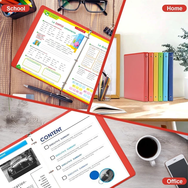 Alt view image 7 of 7 - 0.5 Inch 3 Ring Binders with 2 Interior Pockets, 6 Pack Assorted Rainbow Colors, Durable 1/2 In Binders for US Letter Size 8.5 x 11 Inches Paper, Ideal for School, Office, and Home Organization