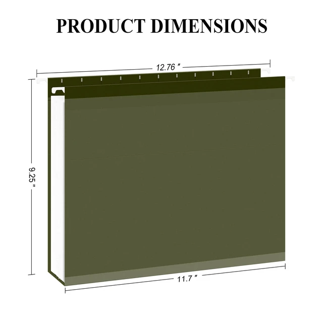 Alt view image 2 of 6 - Hanging File Folders, 1/5-Cut Adjustable Tabs with 48 Per Box, 2 Inch Expansion, 48 Pack Letter Size Hanging File Folders, Designed for Office Home School Filing Cabinet(Green)