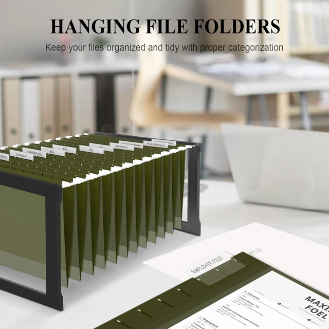 Alt view image 5 of 6 - Hanging File Folders, 1/5-Cut Adjustable Tabs with 48 Per Box, 2 Inch Expansion, 48 Pack Letter Size Hanging File Folders, Designed for Office Home School Filing Cabinet(Green)