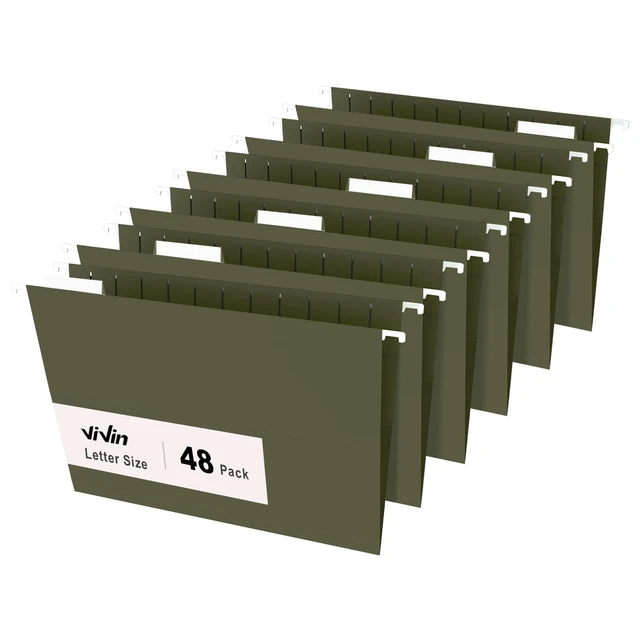 Alt view image 6 of 6 - Hanging File Folders, 1/5-Cut Adjustable Tabs with 48 Per Box, 2 Inch Expansion, 48 Pack Letter Size Hanging File Folders, Designed for Office Home School Filing Cabinet(Green)