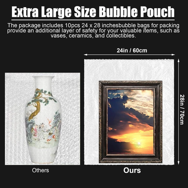 Alt view image 3 of 7 - 10 Pack 24*28 Inch Extra Large Bubble Pouches for Packing Shipping Bubble Bag Protect Shockproof Cushion for Moving Shipping, Artwork Fragile Dish Plate Mirror TV Musical Instrument Electronic