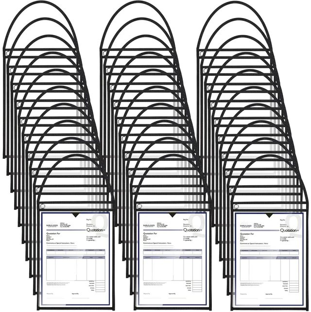 Main image of 50 Pack Job Ticket Holders Work Order Plastic Sleeves,Black 9x12" Shop Ticket Holders, Repair Order Sleeves with Strap, Clear Plastic Both Sides, Hanging Design for Factory, Dry Erase