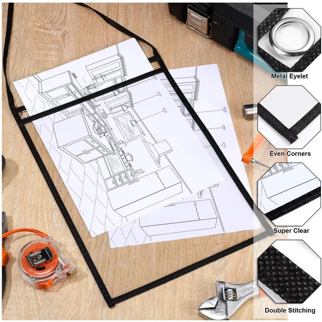 Alt view image 4 of 6 - 50 Pack Job Ticket Holders Work Order Plastic Sleeves,Black 9x12" Shop Ticket Holders, Repair Order Sleeves with Strap, Clear Plastic Both Sides, Hanging Design for Factory, Dry Erase