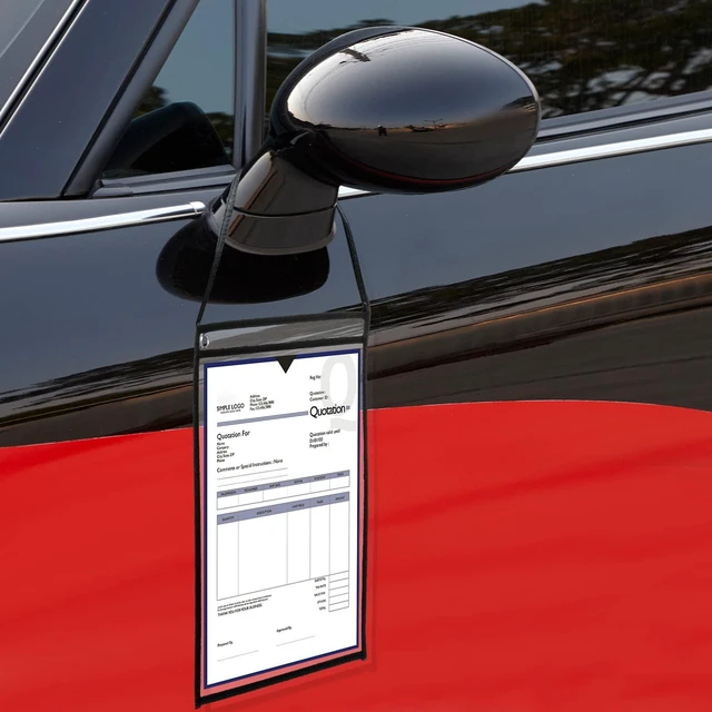 Alt view image 5 of 6 - 50 Pack Job Ticket Holders Work Order Plastic Sleeves,Black 9x12" Shop Ticket Holders, Repair Order Sleeves with Strap, Clear Plastic Both Sides, Hanging Design for Factory, Dry Erase