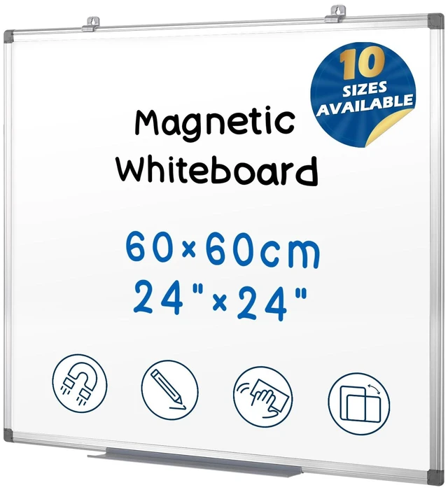 Main image of SWANCROWN Magnetic Whiteboard 24 x 24 in, Square Dry Erase Board for Wall 24 by 24 White Board, Aluminum Frame, Easy Installation, Cubicle Whiteboard, for College Dorm, Gym, Home Office Planning
