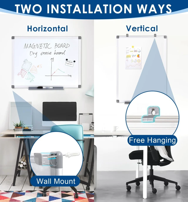 Alt view image 5 of 7 - SWANCROWN Magnetic Whiteboard 24 x 24 in, Square Dry Erase Board for Wall 24 by 24 White Board, Aluminum Frame, Easy Installation, Cubicle Whiteboard, for College Dorm, Gym, Home Office Planning