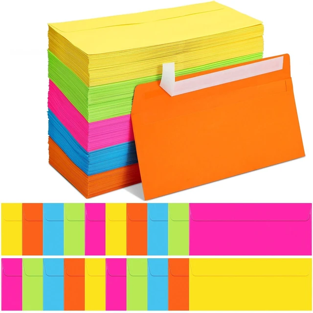 Main image of 500 Pcs #10 Colored Envelopes Business Adhesive,Neon Color Letter Size, Standard for Office Check Invoices Letters Letterhead Invitations Announcements 4-1/8 x 9-1/2'', Neon