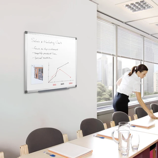 Alt view image 7 of 7 - SWANCROWN Magnetic Whiteboard 24 x 24 in, Square Dry Erase Board for Wall 24 by 24 White Board, Aluminum Frame, Easy Installation, Cubicle Whiteboard, for College Dorm, Gym, Home Office Planning