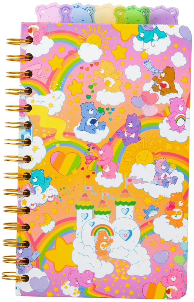 Main image of Care Bears Spiral Tabbed Notebook Featuring Grumpy Bear, Share Bear, Tenderheart Bear, Cheer Bear, Bedtime Bear, and Good Luck Bear, 8 x 5