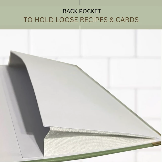 Alt view image 7 of 7 - Blank Recipe Notebook Small Blank Recipe Book to Write in Your Own Recipes Artisan Hardcover Journal for 60 Recipes 8.4 x 6 Leather Sage Green & Gold Hardcover Tabs, Stickers, Pocket & Bookmarks