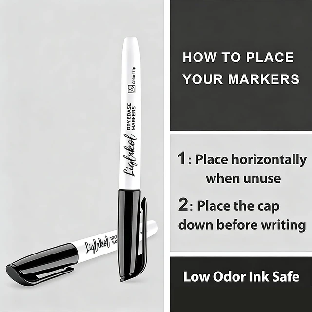 Alt view image 5 of 6 - Dry Erase Markers Bulk, 144 Pack Black Whiteboard Markers, Chisel Point Low Odor Dry Erase Markers for School Office Home