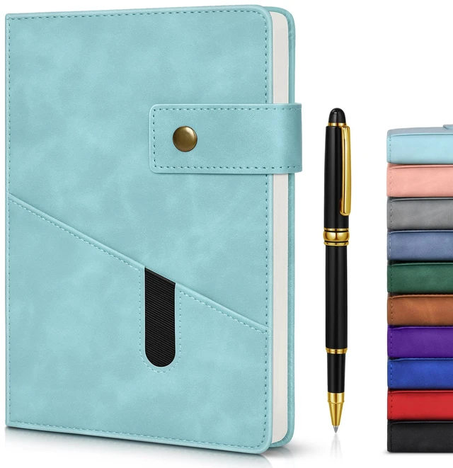 Main image of A5 Lined Leather Journal, 5.9" x 8.4", Hardcover Notebook with Pen 200 Pages 100GSM Thick Ruled Paper, Daily Journal for Men, Women, Work, School, Travel, Business, Home Writing Journaling Set