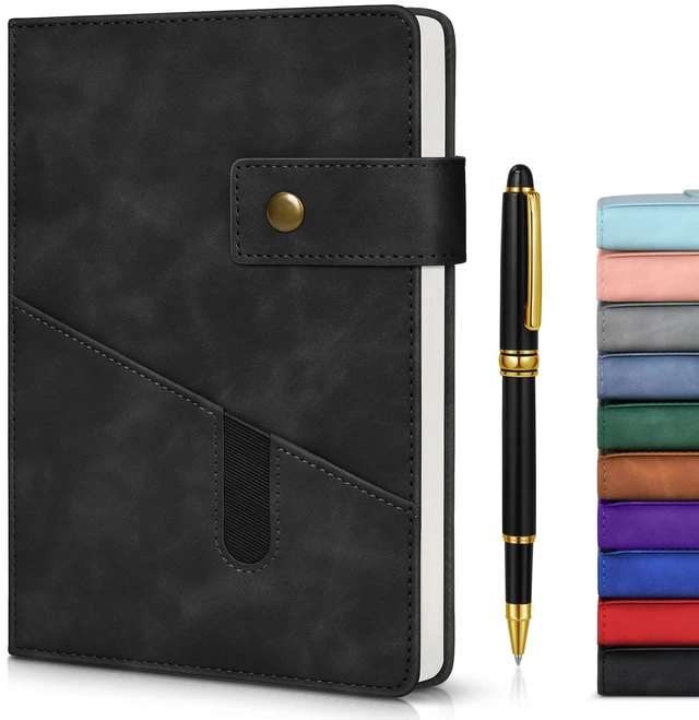 Main image of A5 Lined Leather Journal, 5.9" x 8.4", Hardcover Notebook with Pen 200 Pages 100GSM Thick Ruled Paper, Daily Journal for Men, Women, Work, School, Travel, Business, Home Writing Journaling Set