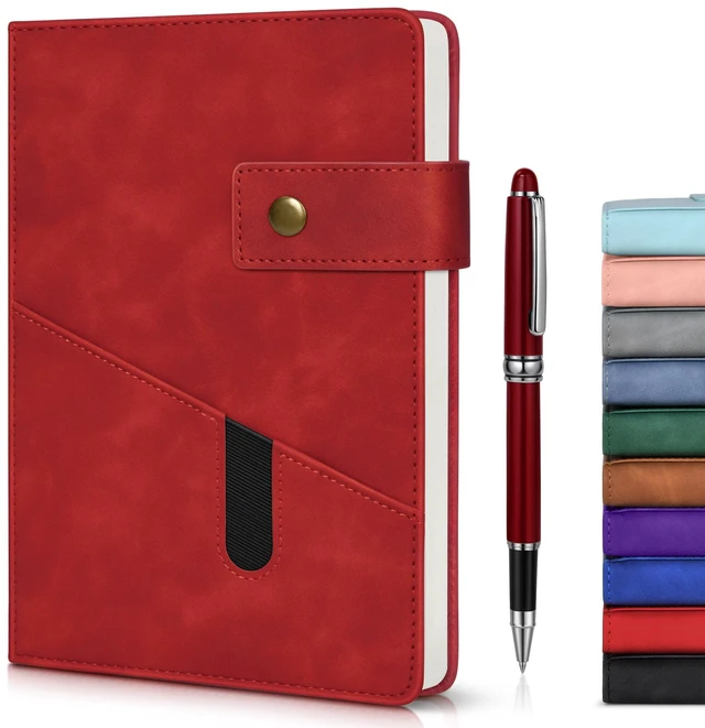 Main image of A5 Lined Leather Journal, 5.9" x 8.4", Hardcover Notebook with Pen 200 Pages 100GSM Thick Ruled Paper, Daily Journal for Men, Women, Work, School, Travel, Business, Home Writing Journaling Set