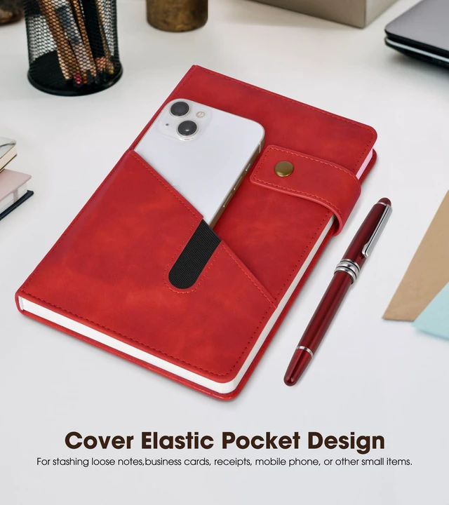 Alt view image 3 of 7 - A5 Lined Leather Journal, 5.9" x 8.4", Hardcover Notebook with Pen 200 Pages 100GSM Thick Ruled Paper, Daily Journal for Men, Women, Work, School, Travel, Business, Home Writing Journaling Set