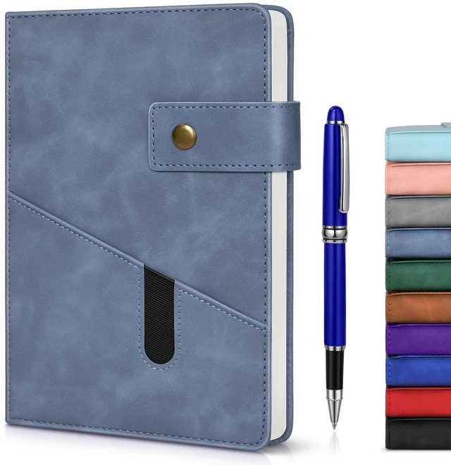 Main image of A5 Lined Leather Journal, 5.9" x 8.4", Hardcover Notebook with Pen 200 Pages 100GSM Thick Ruled Paper, Daily Journal for Men, Women, Work, School, Travel, Business, Home Writing Journaling Set