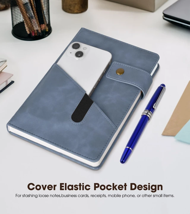 Alt view image 3 of 7 - A5 Lined Leather Journal, 5.9" x 8.4", Hardcover Notebook with Pen 200 Pages 100GSM Thick Ruled Paper, Daily Journal for Men, Women, Work, School, Travel, Business, Home Writing Journaling Set