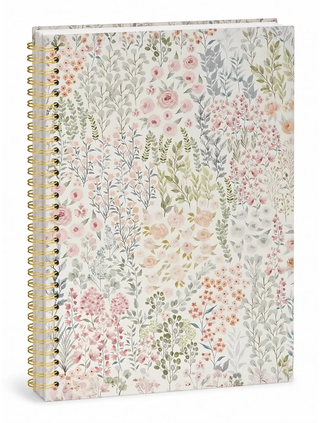 Main image of Cute Notebook, Aesthetic Spiral Notebook for Women A4 Floral Pastel Pretty Hardcover Spiral Notebook for School, Pink Journal for Teen Girls Nurses Teacher - A4 8.5"x11"