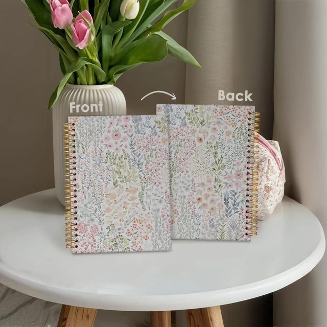 Alt view image 4 of 7 - Cute Notebook, Aesthetic Spiral Notebook for Women A4 Floral Pastel Pretty Hardcover Spiral Notebook for School, Pink Journal for Teen Girls Nurses Teacher - A4 8.5"x11"