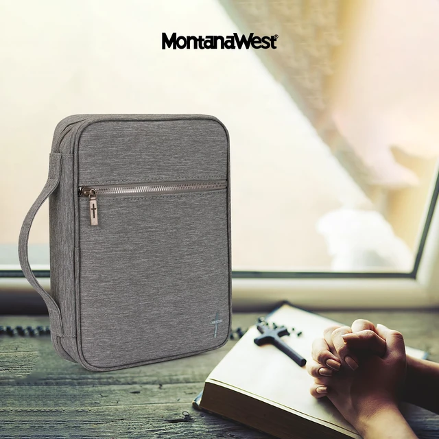 Alt view image 2 of 6 - Bible Cover for Women Men with Leather Bookmark Book Carrying Cases Church Bag for Outdoor Protective