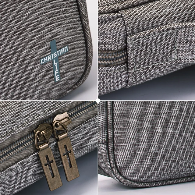 Alt view image 6 of 6 - Bible Cover for Women Men with Leather Bookmark Book Carrying Cases Church Bag for Outdoor Protective