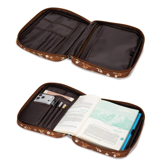 Alt view image 4 of 7 - Bible Cover for Women Men with Leather Bookmark Book Carrying Cases Church Bag for Outdoor Protective