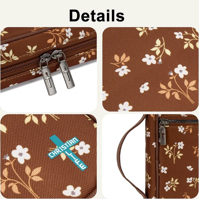 Alt view image 6 of 7 - Bible Cover for Women Men with Leather Bookmark Book Carrying Cases Church Bag for Outdoor Protective