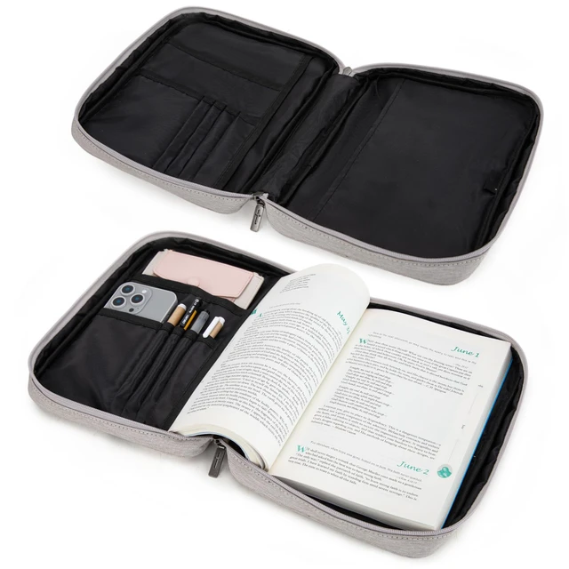 Alt view image 4 of 7 - Bible Cover for Women Men with Leather Bookmark Book Carrying Cases Church Bag for Outdoor Protective