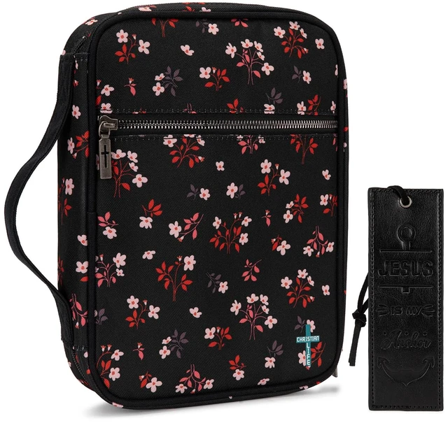 Main image of Bible Cover for Women Men with Leather Bookmark Book Carrying Cases Church Bag for Outdoor Protective