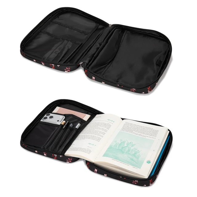 Alt view image 4 of 7 - Bible Cover for Women Men with Leather Bookmark Book Carrying Cases Church Bag for Outdoor Protective