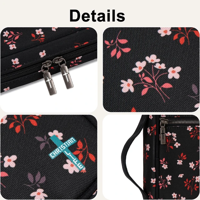Alt view image 6 of 7 - Bible Cover for Women Men with Leather Bookmark Book Carrying Cases Church Bag for Outdoor Protective