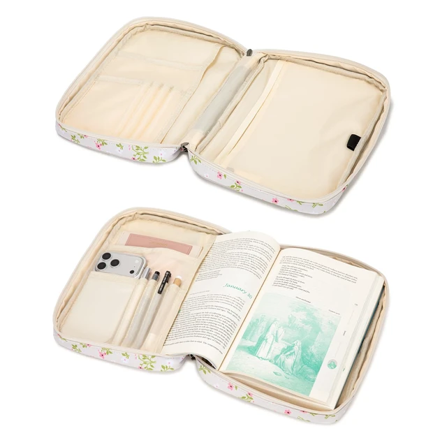 Alt view image 4 of 7 - Bible Cover for Women Men with Leather Bookmark Book Carrying Cases Church Bag for Outdoor Protective
