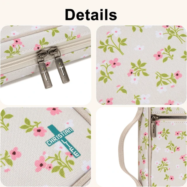 Alt view image 6 of 7 - Bible Cover for Women Men with Leather Bookmark Book Carrying Cases Church Bag for Outdoor Protective