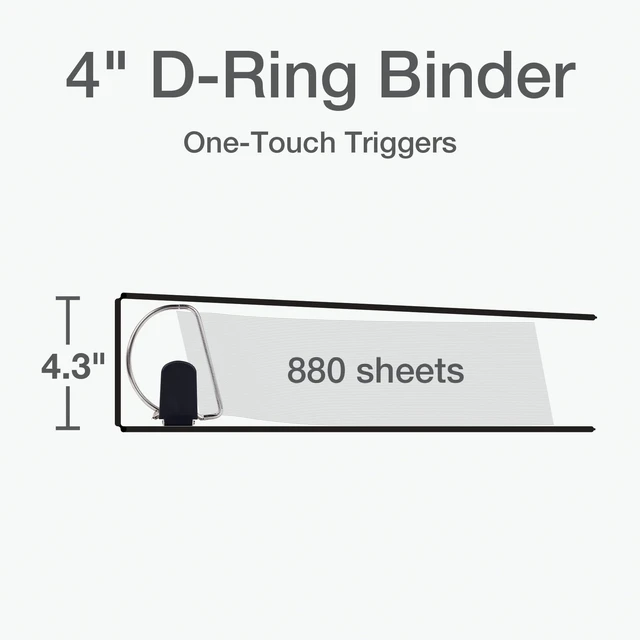Alt view image 2 of 7 - 3 Ring Binders, Durable Binders for School and Office, 4 Inch, ONE-Touch Easy Open D Rings, View Binder Covers, 4 Interior Pockets, PVC-Free, Holds 880 Sheets, White, 2 Pack (79921)