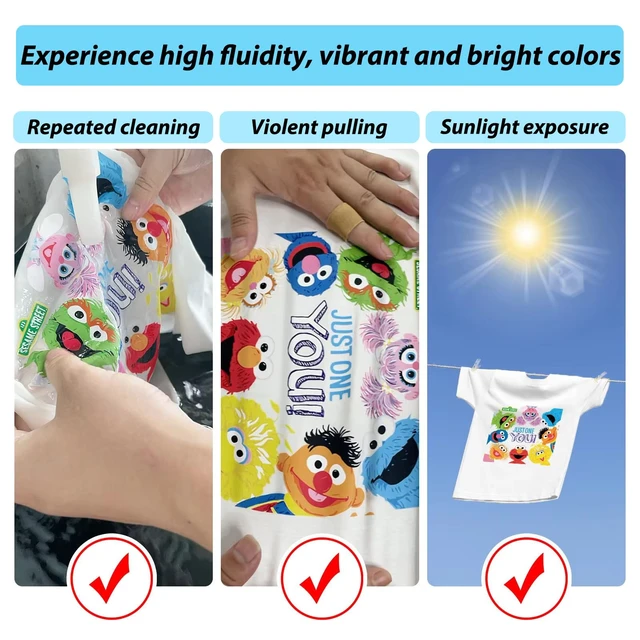 Alt view image 3 of 7 - DTF Ink - 3000ML DTF Transfer Ink for PET Film, Premium Pigment Ink Refill for P600 P800 DX5 DX7 R1390 XP600 i3200 4720 5113 Printers, High Fluidity & Coverage (500ML*6, 2W+BKCMY)