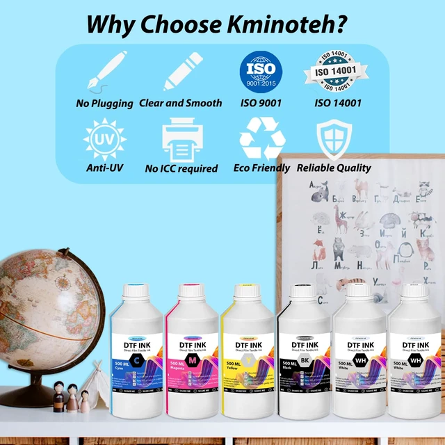 Alt view image 4 of 7 - DTF Ink - 3000ML DTF Transfer Ink for PET Film, Premium Pigment Ink Refill for P600 P800 DX5 DX7 R1390 XP600 i3200 4720 5113 Printers, High Fluidity & Coverage (500ML*6, 2W+BKCMY)