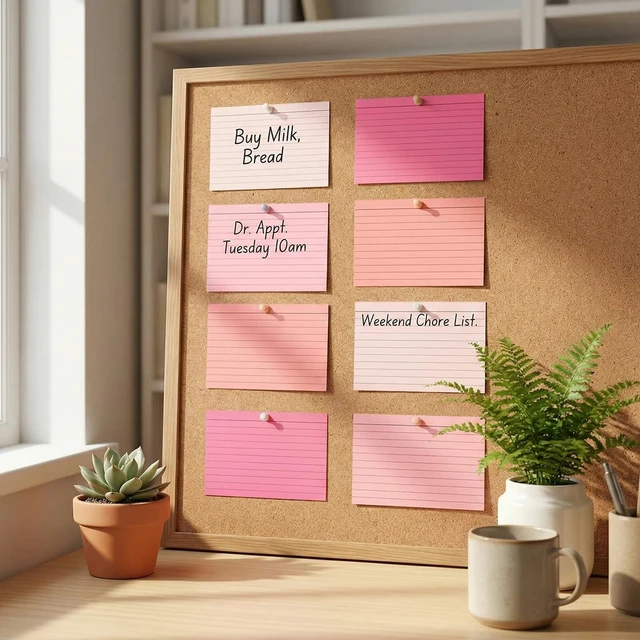 Alt view image 4 of 7 - 100 Sheets 4x6 Colored Ruled Note Cards Index Cards, 5 Pink 250 GSM Heavy Flashcards for To Do List Cards, Accounting