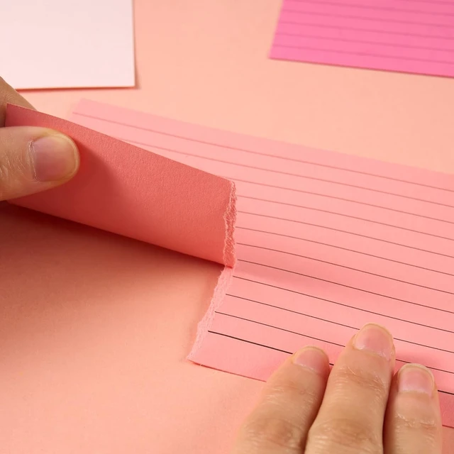 Alt view image 6 of 7 - 100 Sheets 4x6 Colored Ruled Note Cards Index Cards, 5 Pink 250 GSM Heavy Flashcards for To Do List Cards, Accounting
