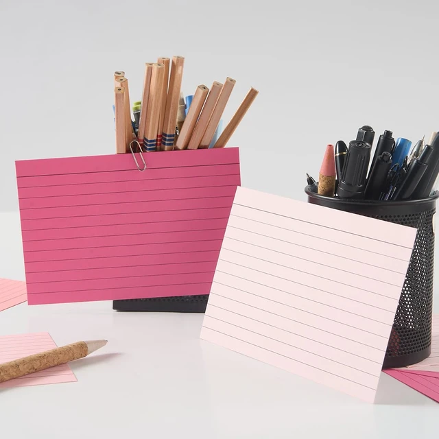 Alt view image 7 of 7 - 100 Sheets 4x6 Colored Ruled Note Cards Index Cards, 5 Pink 250 GSM Heavy Flashcards for To Do List Cards, Accounting