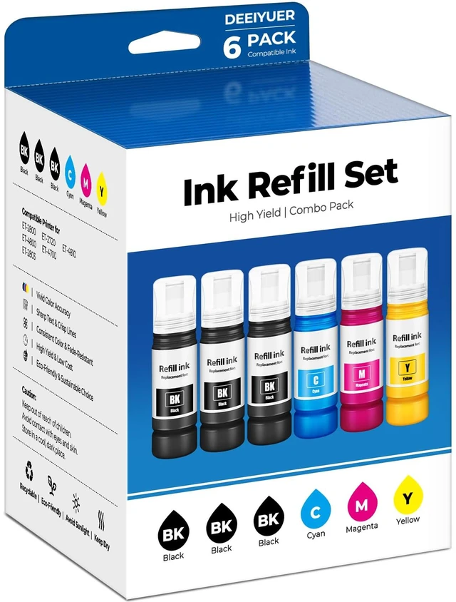 Main image of Ink Refill Bottles Compatible for ET 2800 ET 4800 ET 2803 ET 2400 ET 2720 ET-2803 Ink Refill Bottles Use for ET-2400 ET-2410 ET-1913 ET-2720 ET-2800 ET-2803 ET-2903 ET-4700 ET-4800 ET-4810 Printers