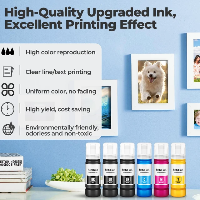 Alt view image 4 of 7 - Ink Refill Bottles Compatible for ET 2800 ET 4800 ET 2803 ET 2400 ET 2720 ET-2803 Ink Refill Bottles Use for ET-2400 ET-2410 ET-1913 ET-2720 ET-2800 ET-2803 ET-2903 ET-4700 ET-4800 ET-4810 Printers